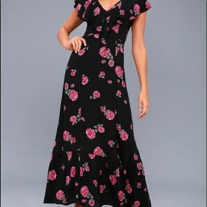 Southern Border Black Floral Print Maxi Dress